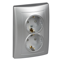 Schneider Electric Sedna - Gniazdo podwójne Schuko aluminium